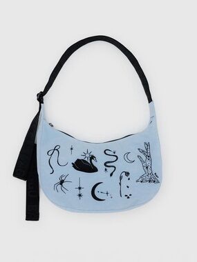 Medium Nylon Crescent Baggu Bag - Embroidered Ballet Icons